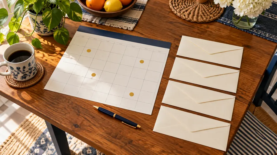 A calendar marked with four quarterly estimated tax dates on a Clearwater home desk